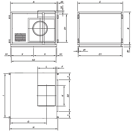 Dimensions verticales ventilateur CJTX-C