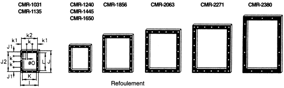 Dimensions bouches de refoulement ventilateur CMR