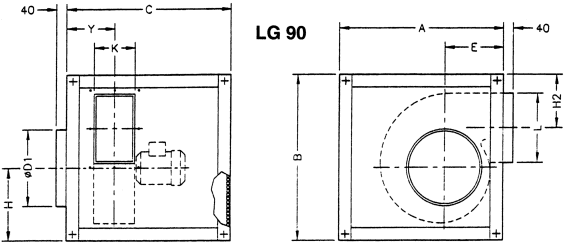 Dimensions avec orientation LG 90