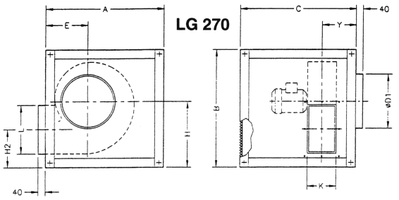 Dimensions avec orientation LG 270