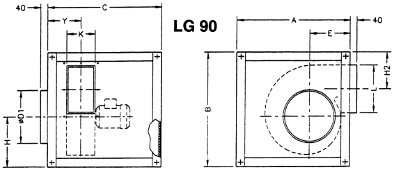 Dimensions avec orientation LG 90